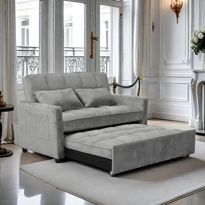 Modern Velvet Loveseat Futon Sofa Couch Pullout Bed