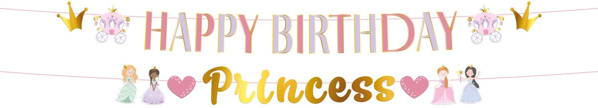 Letterslinger Set Pretty Princess voor verjaardagen - 1,5 meter