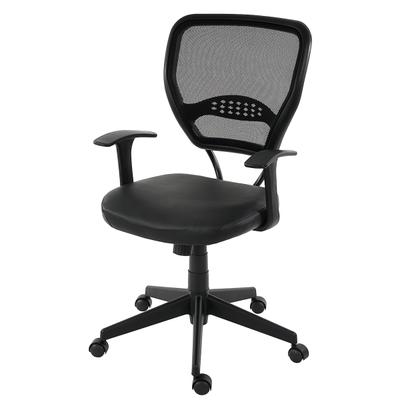 Mendler Profi-Bürostuhl Seattle, Chefsessel Drehstuhl, 150kg belastbar, Kunstleder ~ schwarz mit Armlehnen