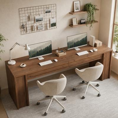 OEM Solid Wood Two Person Desk, 78.7'' Extra Long Computer Desk Computer Writing Work Table, Large Desk Workstation for Home Office