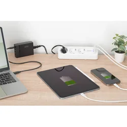 DIGITUS 3-Wege-Schreibtisch-Steckdose, weiß 3x Steckdose,2x USB-A,1xUSB-C,3680W,12W,30W, 1,5m