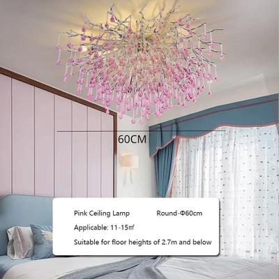 Inspired Finds Modern Crystal Branch Chandelier Pink Blue Teardrop Ceiling Light warm Light dia Pink 23.62in