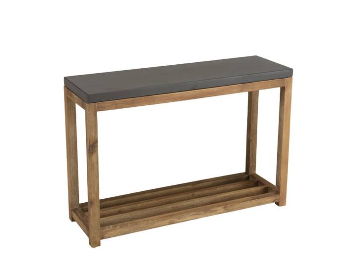 Console rect. Pm double plateau effet béton foncé et acacia