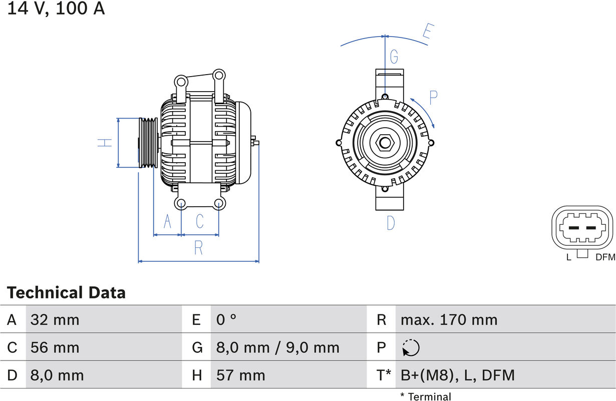 Bosch Generator 0 986 044 010 Für Opel Holden Vaughall