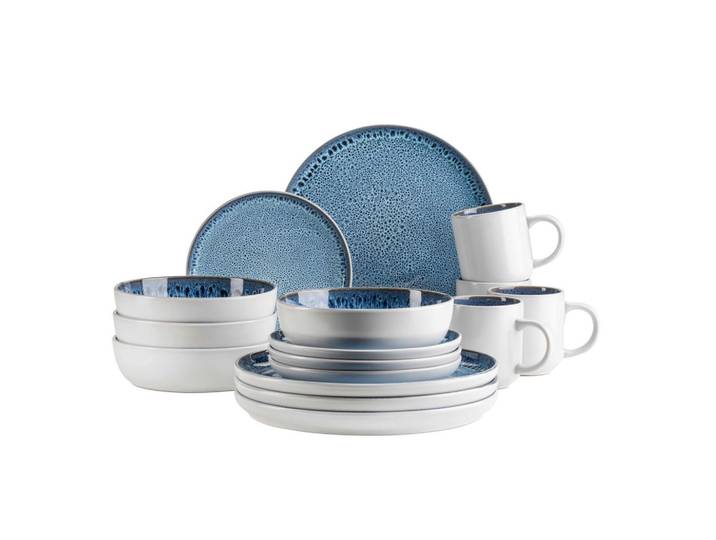 Mäser Kombiservice Malea, Blau, Keramik, 16-teilig, 350 ml, Essen & Trinken, Geschirr, Geschirr-Sets, Kombiservice