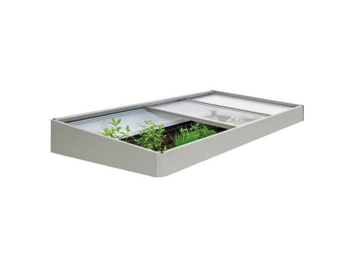 Biohort Hochbeetaufsatz, Grau, Metall, 200x23x101 cm, Qualität aus Österreich, Gartenzubehör, Hochbeete