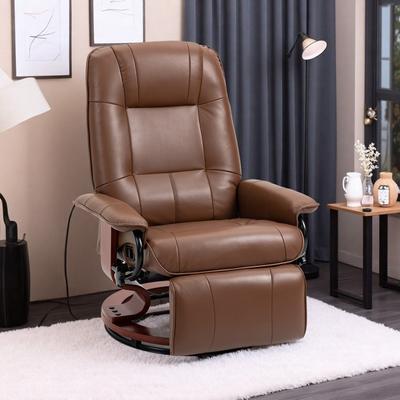 Adjustable Faux Leather Swivel Recliner Chair with Footrest, Padded Armrests, Manual Lounge Chair for Living Room