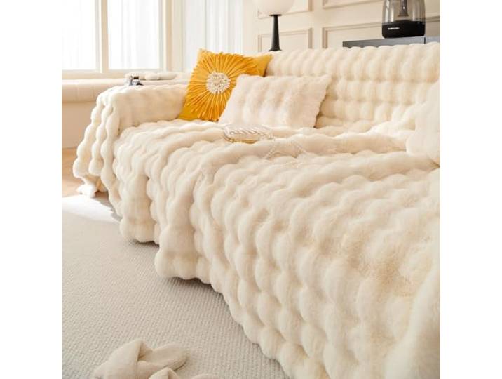Homesally Off White,180x360cm,Plüsch Kuscheldecke Flauschig Decke - Super Weiche Kuschelige Fuzzy Bettdecken Kaninchen Kunstfell Decke Leichte Decken Warme Kuscheldecke für Couch Bett Sofa