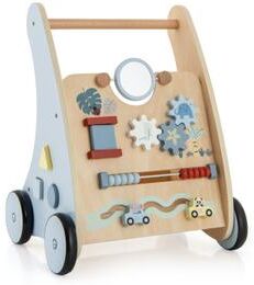 Costway Wooden Baby Push and Pull Walker with Multi-Activity Learning Center