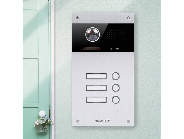 Sonnette de porte avec caméra HOMSECUR B16CB-S pour interphone vidéo HOMSECUR à 2 fils, 3 familles