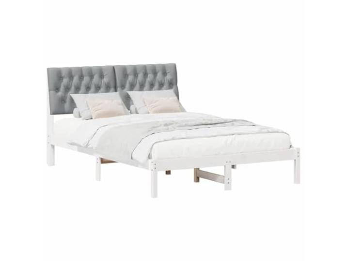 KTHLBRH Bett aus Kiefernholz, weiß, 150 x 200 cm Mit Kopfteil an der Wand, Lattenrost, ohne Lattenrost, einfach zu montieren