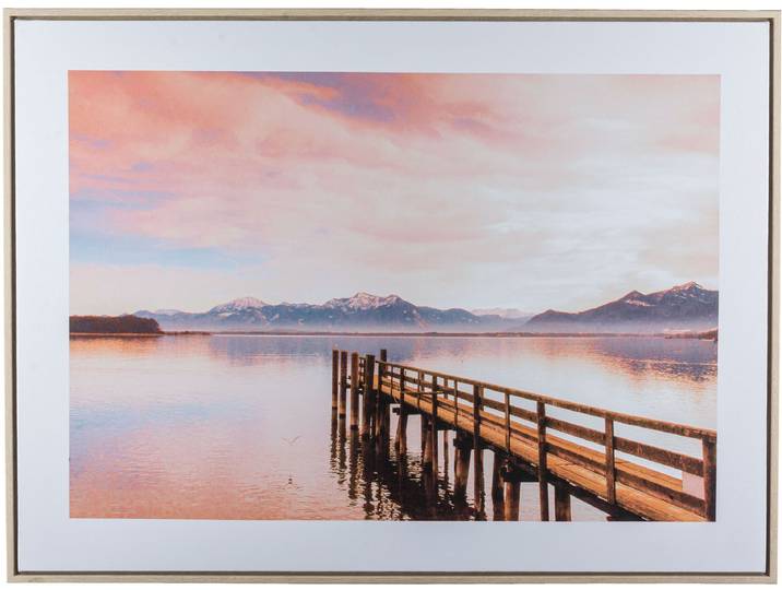 Bild mit Rahmen CREATIV HOME Steg , beige (farbe rahmen: hellbraun, farbe bild(er): natur), B:80cm H:60cm T:2,5cm, Canvas, Kunststoff, Bilder, Bild mit Rahmen, mit besonderer Lichtstimmung