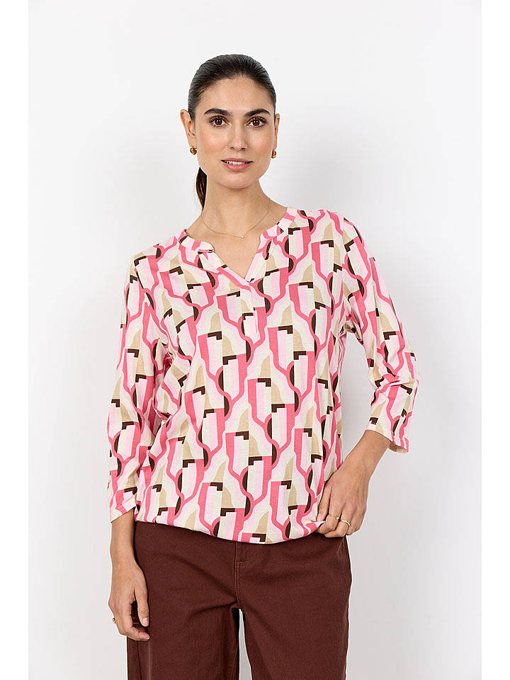 soyaconcept Bluse "Felicity" in Beige/ Rosa - L