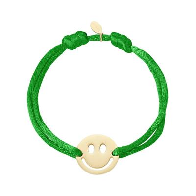 Freundschaftsarmband ADELIA´S "Armband Freundschaftsarmband mit Smiley-Anhänger, 16 cm", grün, Armbänder, Damen, yehwang_16, Stahl, modisch mit rundem Smiley-Anhänger