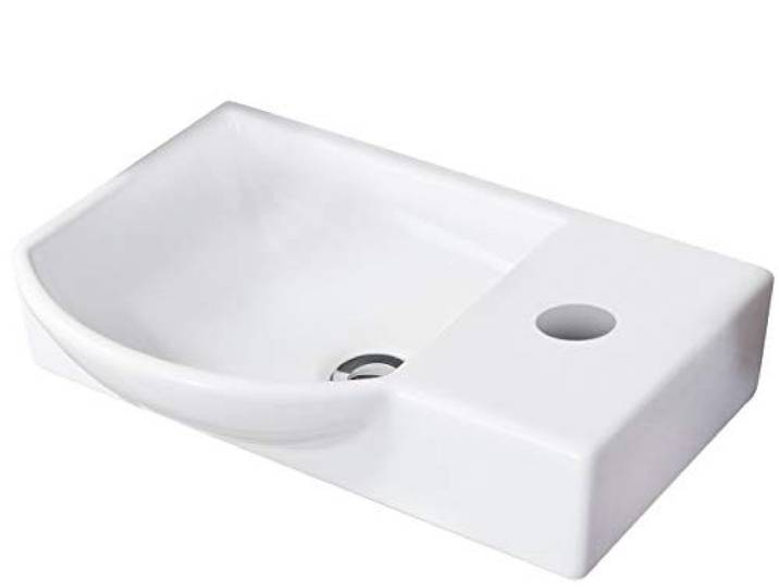 FACKELMANN Waschbecken links Gäste-WC / Waschtisch aus Keramik / Maße (B x H x T): ca. 45 x 10,5 x 32 cm / hochwertiges Becken fürs Badezimmer / Farbe: Weiß / Breite: 45 cm