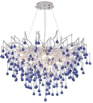 Inspire Select Modern Branch Crystal Chandelier Luxury Pink & Blue Teardrop Hanging Ceiling Light blue Diameter 23.6 In warm Light