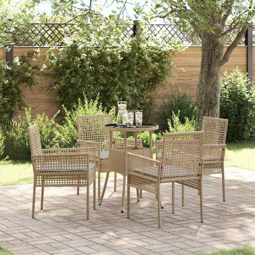 Prolenta Tuinset voor buiten, 5-delig, beige, van polyrotan