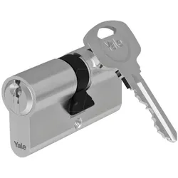 Yale, Türschloss + Schliesszylinder, Doppelzylinder, Serie 500 plus, 3 Schlüssel, Länge 40/50, Nickel satiniert (Profildoppelzylinder)