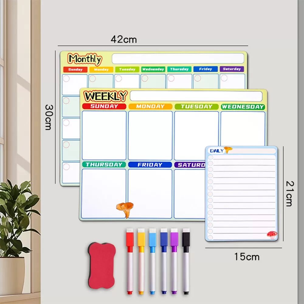 INF Magnetischer Kühlschrank-Planer-Set: Wochenplaner, Whiteboard und Notiztafel