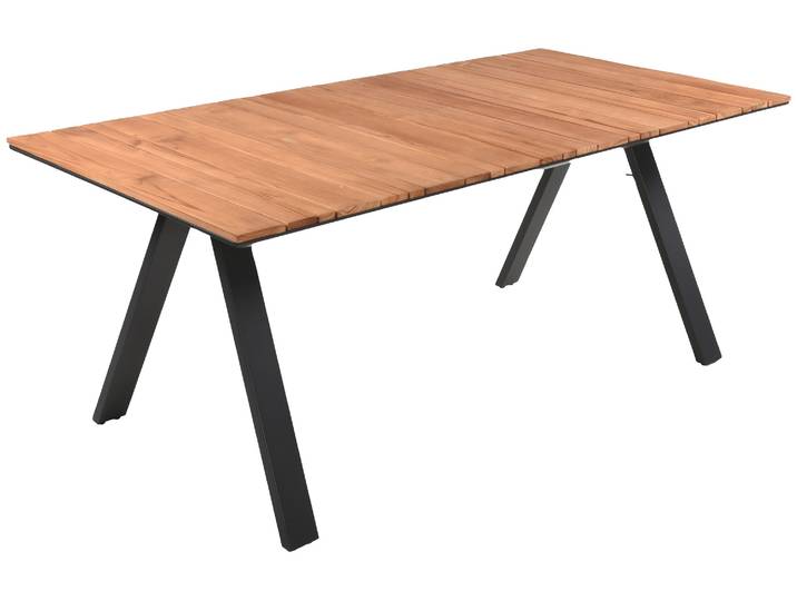 Gartentisch GARDEN PLEASURE DAVINA , braun (braun, grau, braun), B:90cm H:74cm T:180cm, Aluminium, Teak FSC 100%, Tische, Gartentisch, aus Massivholz