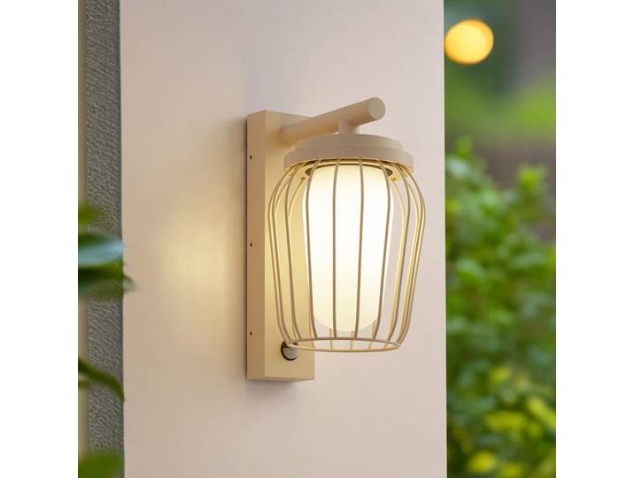 Applique d'extérieur Chandan, 30 cm, beige, détecteur de mouvement, IP44 - Lucande - Terrasse - Moderne - Aluminium - À ampoule unique