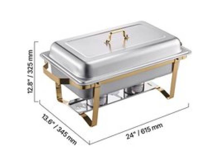 SucceBuy Set de 4 Plats Chauffants Doré Chafer Buffet en Acier Inoxydable Idéal pour Buffet et Réception