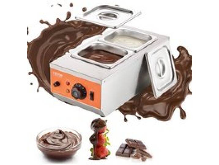 VEVOR Tempéreuse à Chocolat Commerciale 800 W Bain-Marie Électrique pour Chocolat 2 Cuves de 1,5 L Fondoir à Chocolat Température Réglable 30-85 ℃ en Inox Alimentaire pour Chauffer Beurre Crème Lait