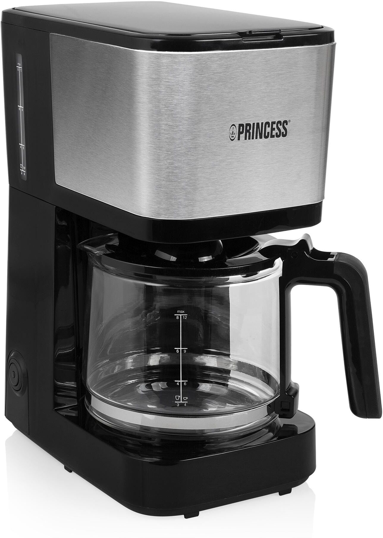 Princess Filterkaffeemaschine "750W", silber (schwarz, silberfarben), 12, Kaffeemaschinen, Filterkaffeemaschine schwarz, silberfarben 12