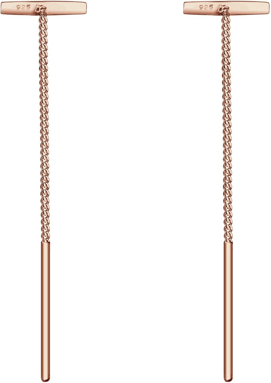Paar Ohrhänger ELLI "Ohrringe Durchzieher Kette Geo Trend Stift 925 Silber" Gr. 50, rosa (rosegold), Ohrringe, Damen, 50, ohne Stein, Silber 925 (Sterlingsilber)