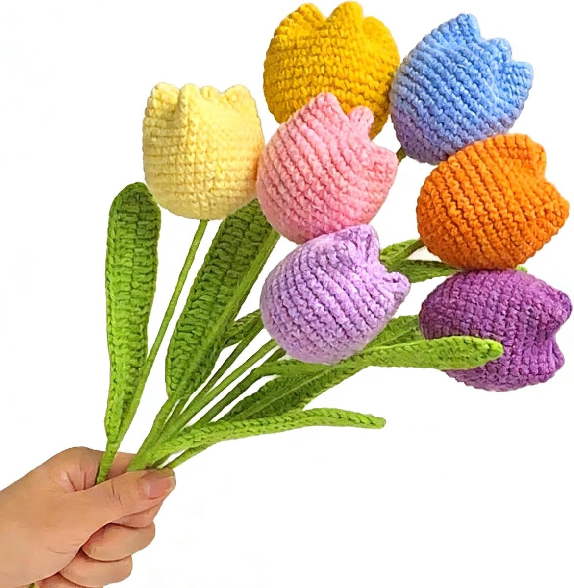 Set van 5 handgemaakte gehaakte tulpen kunstbloemen voor decoratie en cadeau