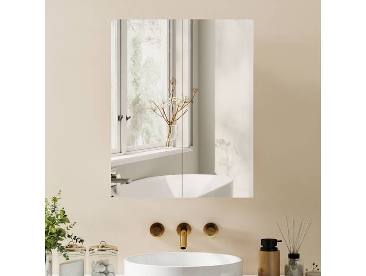 HOMCOM Armoire Miroir Bois Salle de Bain MDF