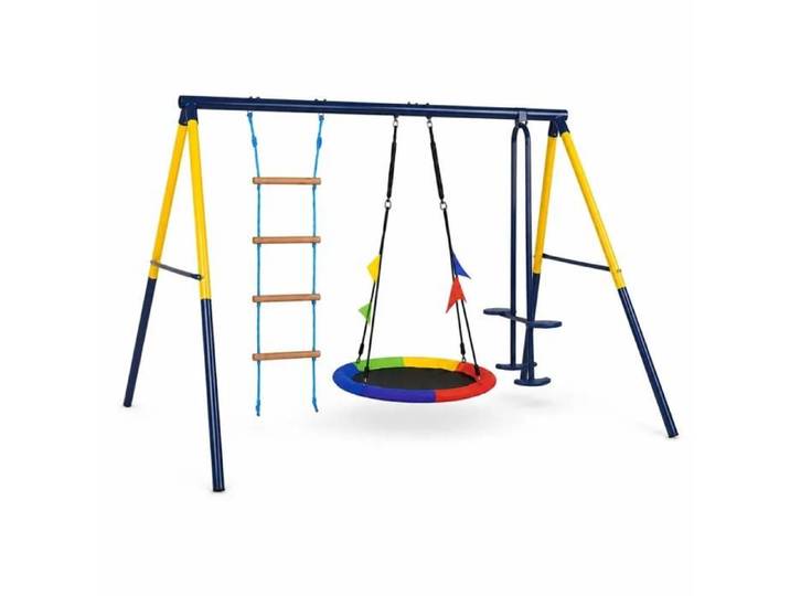 Balancelle sur structure - EXTRALINK - Nid d'oiseau avec échelle - 263x185x185 cm - Extérieur - Enfant
