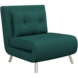 SCHLAFSESSEL Klappsessel mit Bettfunktion, Einzelsofa mit Kissen, Samtoptik Grün
