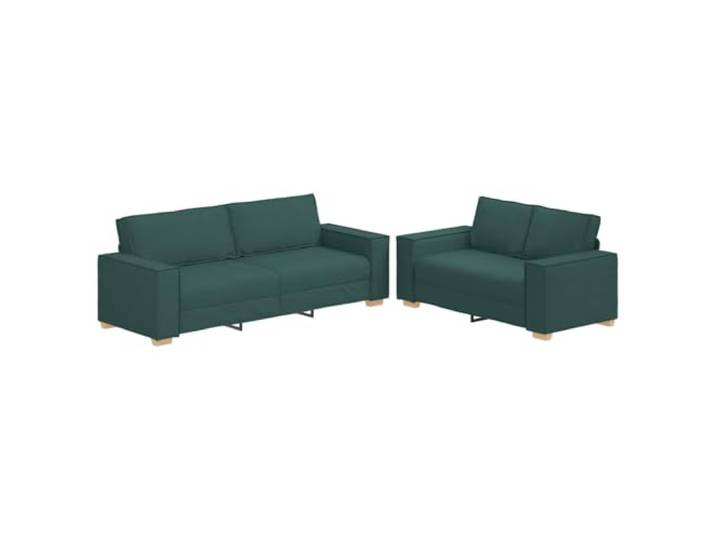 Makastle 2er Set Sofa Couch mit Kissen, dunkelgrüner Stoff