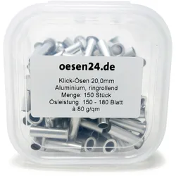 Klick Ösen 20,0 mm, 150-180 Blatt, silber