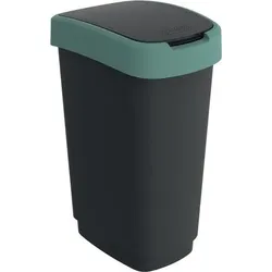 Wertstoffsammler TWIST 50l H602xB298xT401mm schwarz Deckelrand grün ROTHO