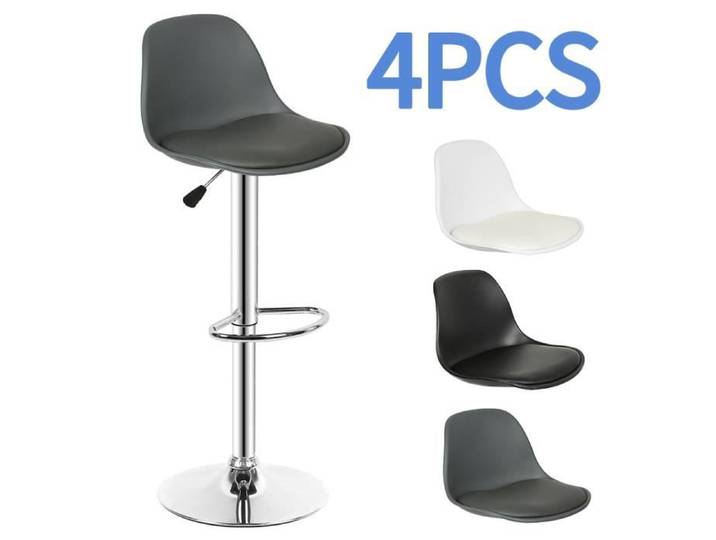 Tabouret de bar AGNESG - Lot de 4 - Gris foncé - Pieds en métal - Hauteur réglable