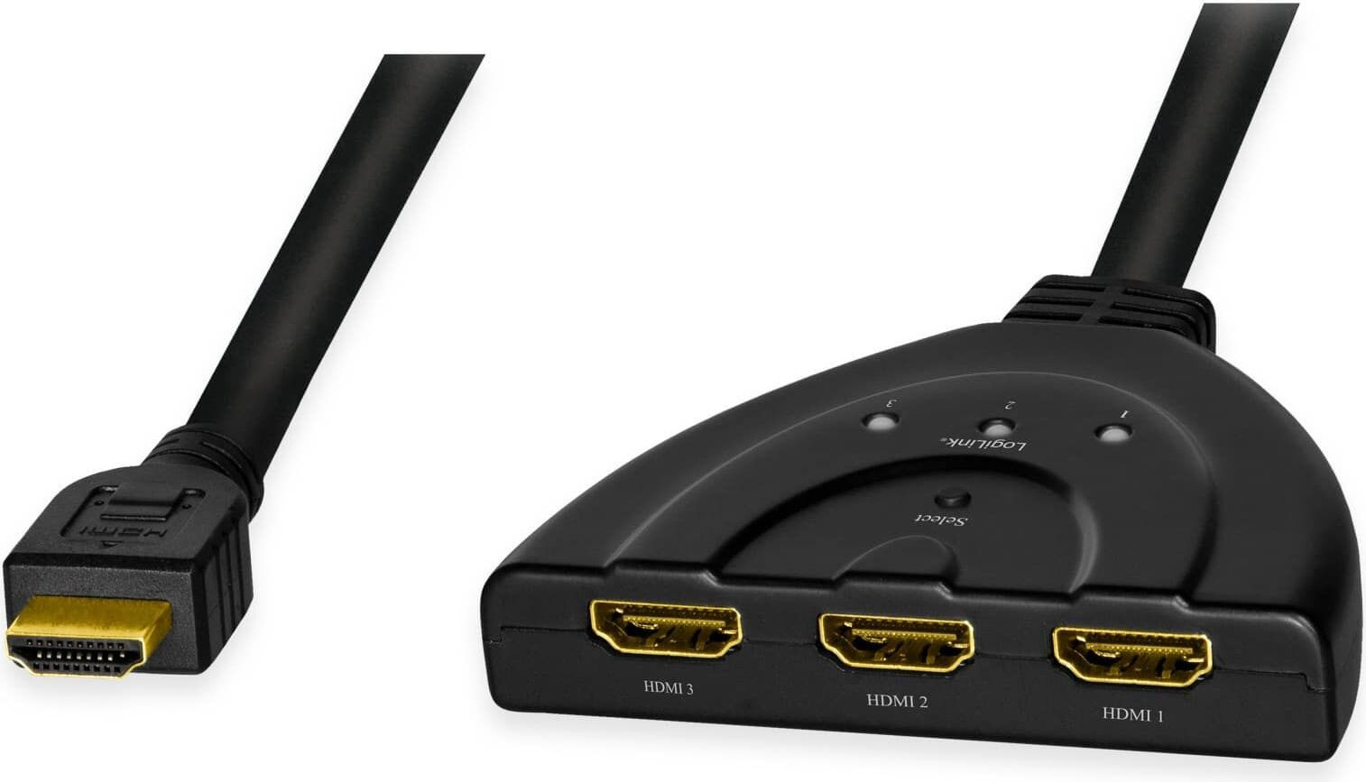 LogiLink HD0040 HDMI Switch met 3 poorten, bidirectioneel (1x3/3x1), 4K/30Hz en CEC