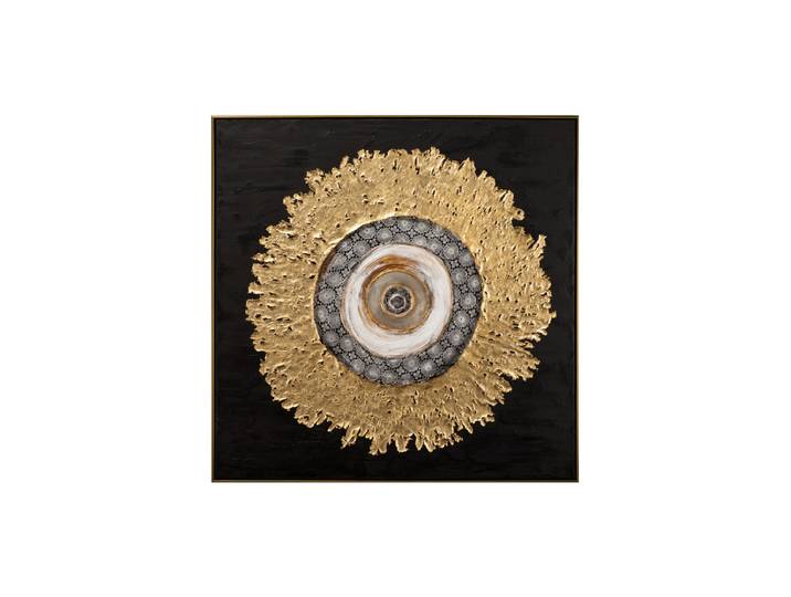 Handgemaltes, gerahmtes Bild „Goldene Aura“ 102.5 x 102.5 cm Multicolor Crea Collection