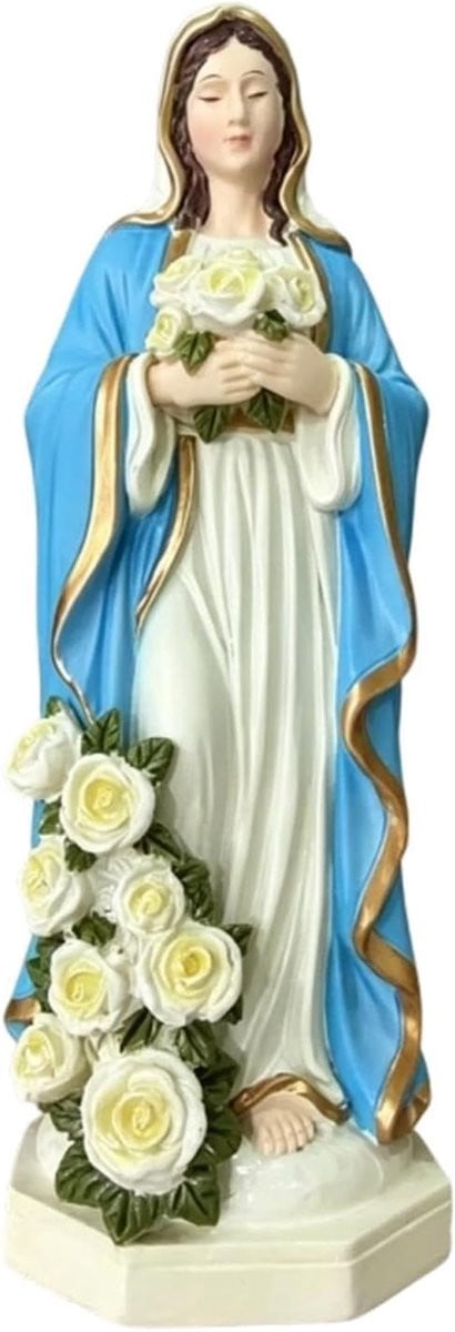 Beeld Maagd Maria - Heilige Moeder Sculptuur - Wit - Hoogte: 20 cm