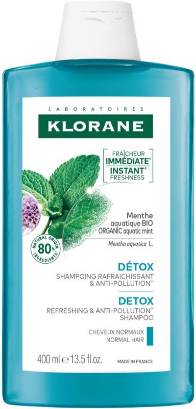 Klorane Organic Mint shampoing purifiant détoxifiant pour cheveux normaux 400 ml