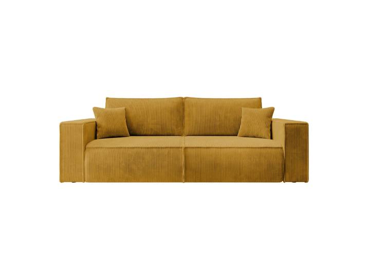 Dreisitziges ausklappbares Sofa Farese mit Stauraum, senfgelber