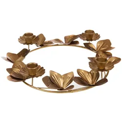 Kerzenhalter Laubkranz - Gold Rund Metall Amadeus 43x cm