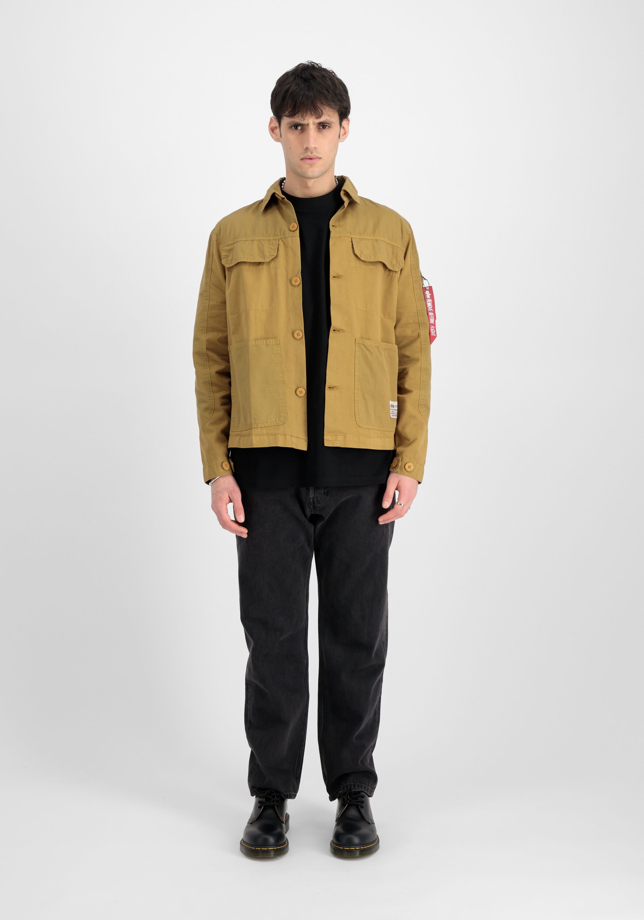 Hemdjacke ALPHA INDUSTRIES "Color Block Overshirt", Herren, Gr. S, grün (khaki), Obermaterial: 100% Baumwolle, Jacken Hemdjacke khaki S