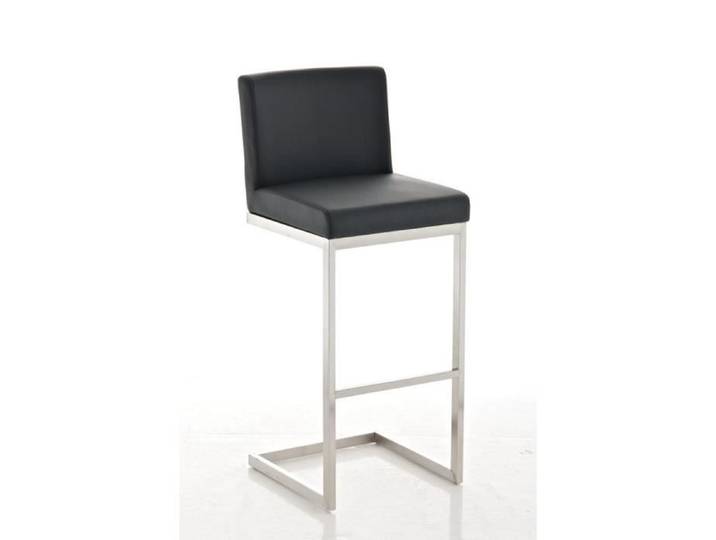 Tabouret de bar PAROS - CLP - Acier inoxydable - Noir - Avec repose-pieds et dossier