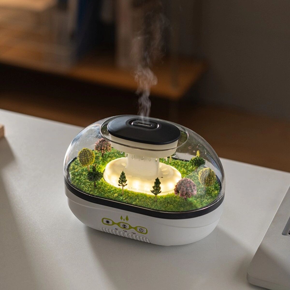 INF Miniatur-Luftbefeuchter mit Aromatherapie, Nachtlicht, Timer und 400-ml-Wassertank