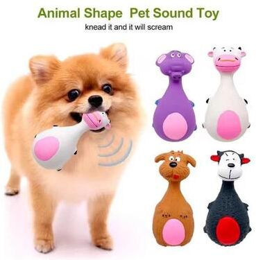 Uplift Essentials Durable Rubber Squeaky Animal Toy Bite Resistant Interactive Elephant & Cow purple