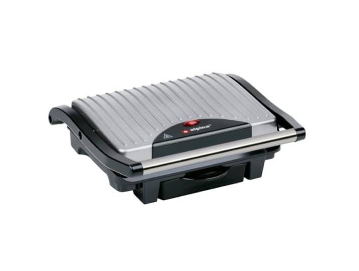 alpina Appareil Croque Monsieur 230V/1000W - Appareil à Panini - Légumes\, Pain et Viande - Revêtement Anti-Adhésif - Bac de Récupération - Noir/Rouge