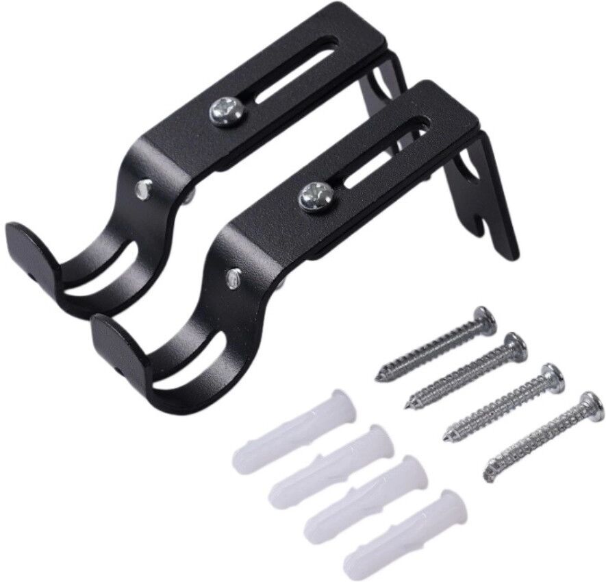 INF Roman Stangenhalter 2er-Set – Eisen, verstellbarer Haken, passend für Universal-Gardinenstangen Schwarz