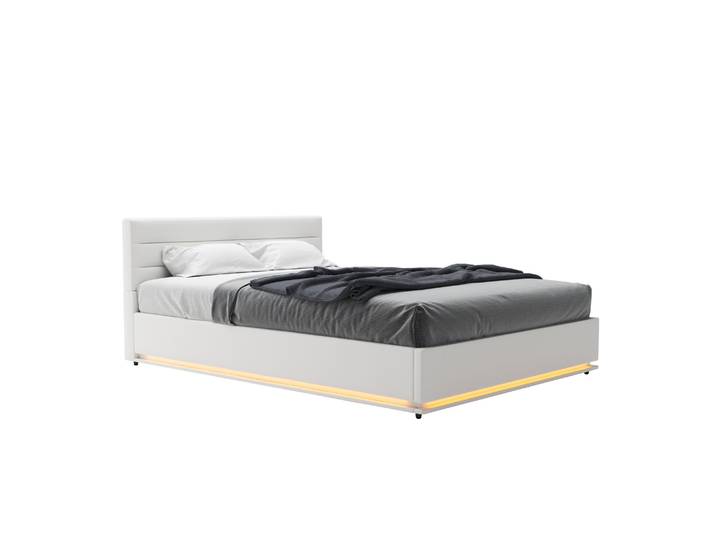 Lederbett LED STARDUST 140 x 200 cm weiss